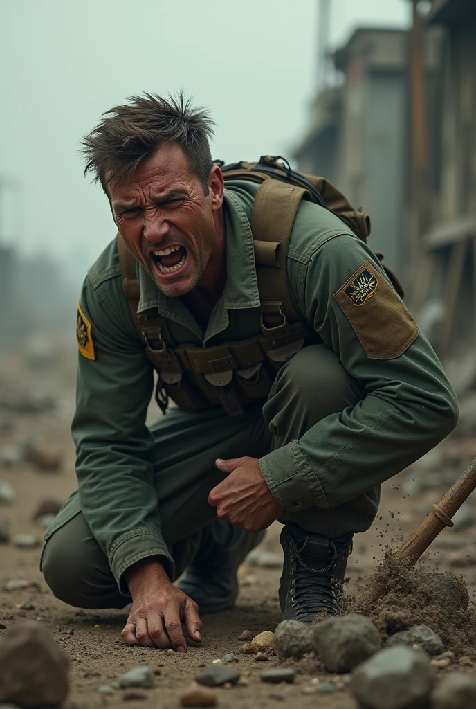 A soldier being kicked in the balls