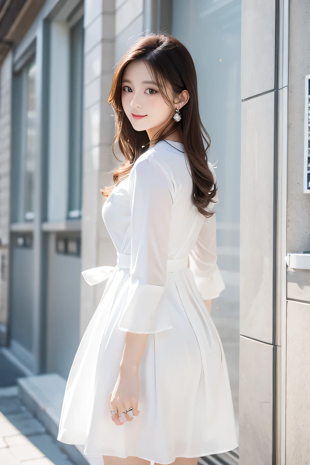 White clothes　woman　Beautiful dress