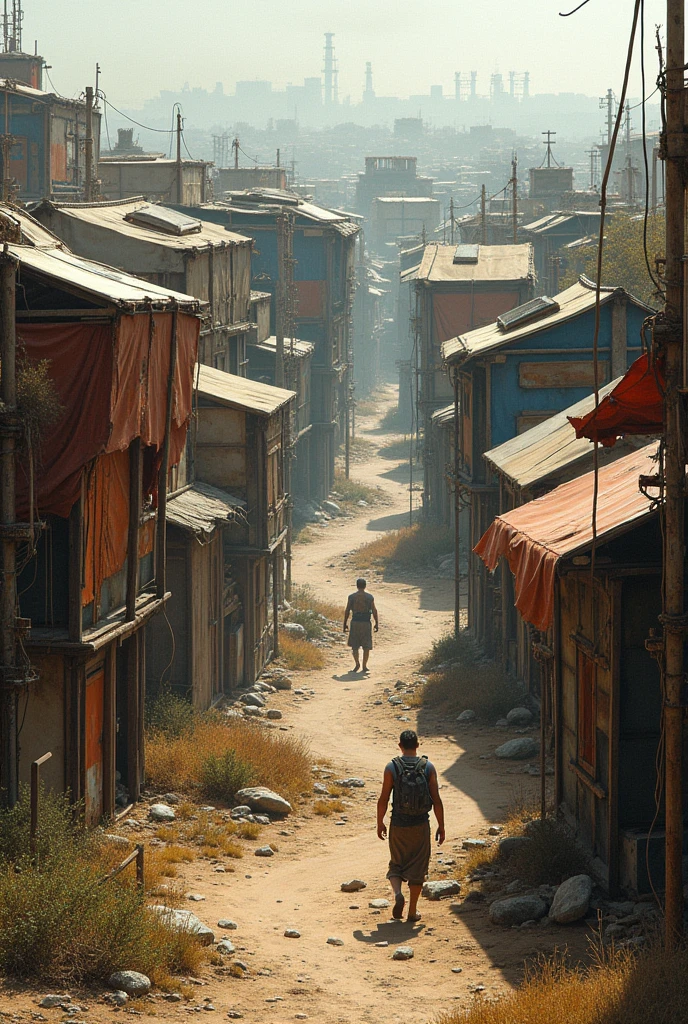 Temporary city of metal and tents