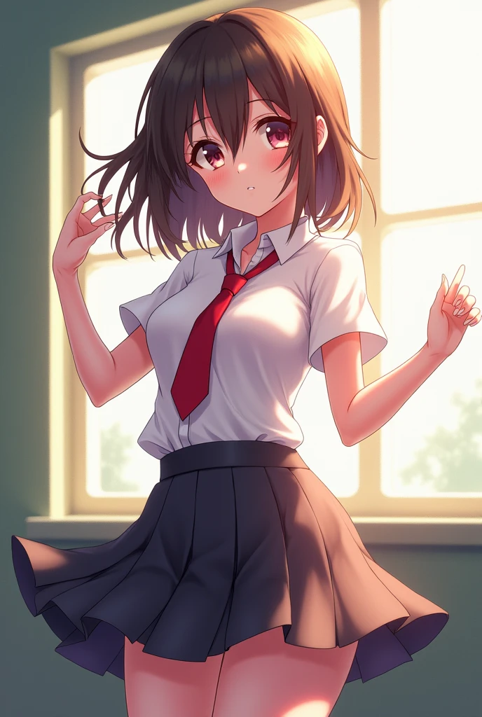 A sexy school girl, anime style