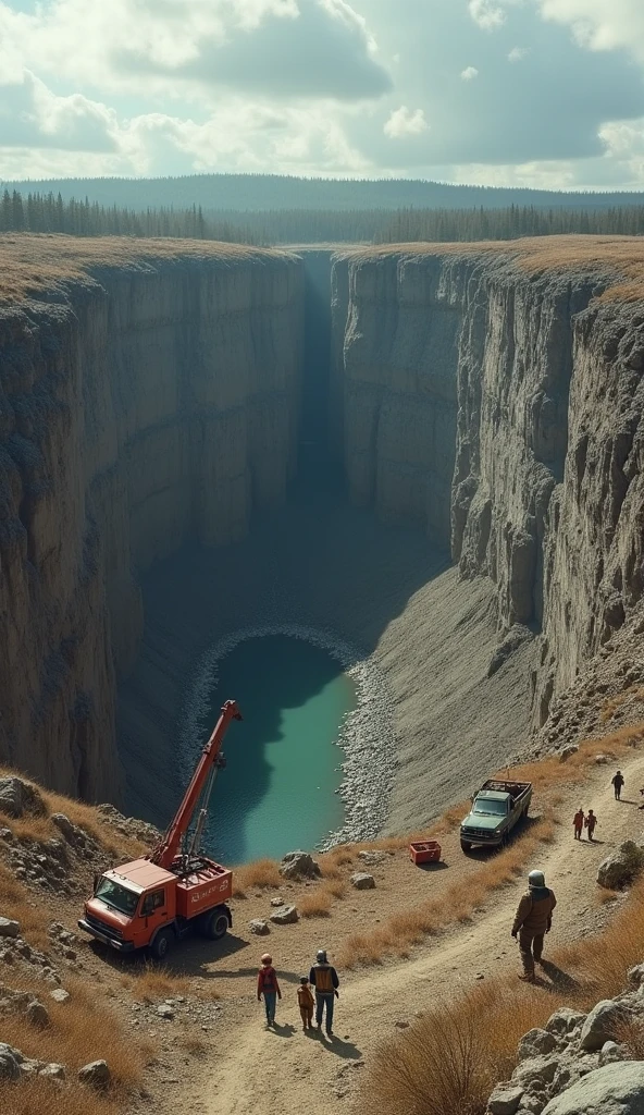Russian expedition in the 70s excavating oil, giant buraco not only
