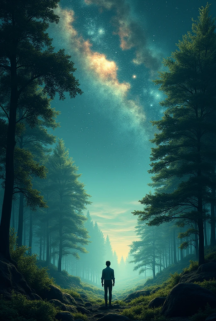 forest and space in the background