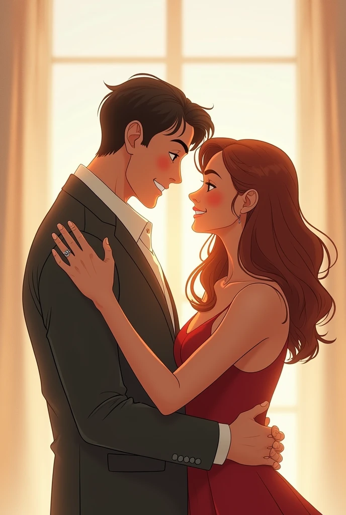 Panel 9:
(The final panel shows Jake and Lily in modern times, embraced and happy.)

Text:
Jake and Lily returned to the present, and their love continued as they stood together, now and forever.

Dialogue (Jake):
Jake looked at Lily and said: "No matter what time we’re in, I will always find you."

