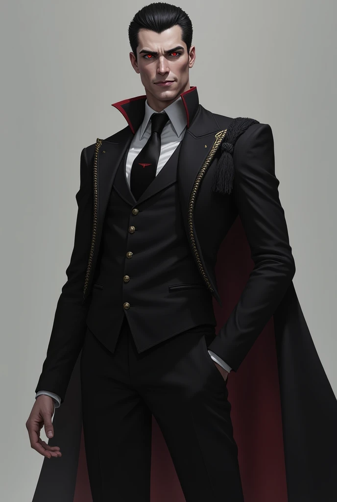 Raven Lucian is a striking figure with piercing red eyes that burn with an inner fire. He wears impeccably tailored dark suits and has a sharp, defined face with a constant, unsettling smirk. His dark hair is neatly trimmed, and his smooth, chilling voice adds to his commanding presence. His aura exudes both elegance and a menacing edge.
His appearance is meticulously groomed and impeccably tailored, reflecting an unnerving sense of control and precision. He wears finely cut suits that enhance his imposing stature, each garment meticulously chosen to project an aura of authority and menace. His movements are smooth and deliberate, exuding an air of practiced grace that can turn menacing in an instant.
Raven’s face is often set in a cruel smirk, a constant reminder of his unyielding confidence and cold demeanor. His dark, closely cropped hair and sharply defined features only add to his formidable and intimidating appearance. His voice, when he chooses to speak, is smooth and dangerously soft, carrying a chilling edge that can instill fear and command respect. His presence alone seems to alter the atmosphere, making the air feel colder and the shadows deeper.
