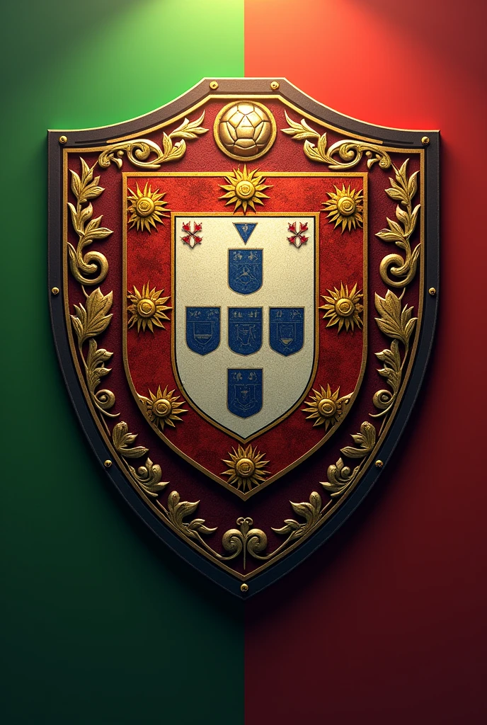 Create a shield for a soccer team taking into account the phrase God in command, but in Portuguese