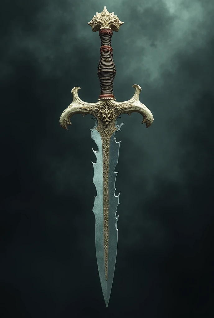 drawing of a dagger made of bones along with a dark gothic style tribal