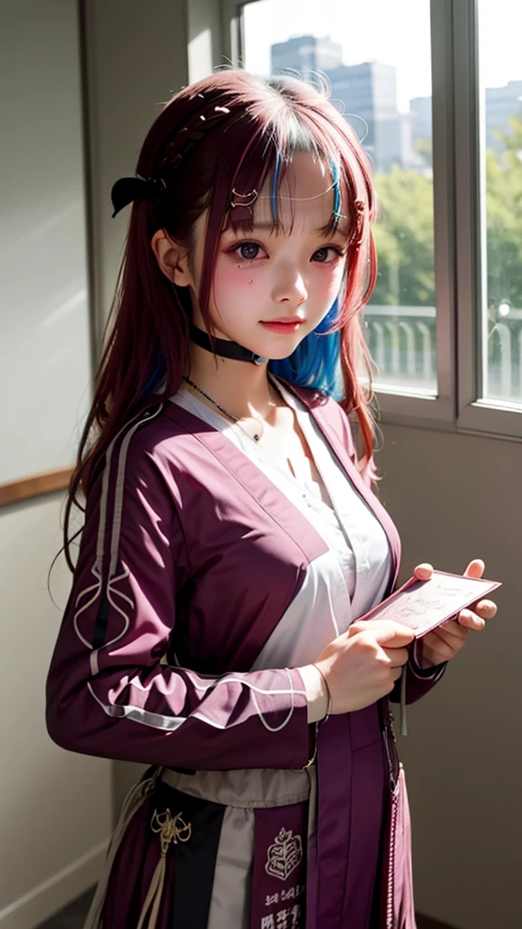 1 girl,japanese school,Graduation Ceremony,Graduation certificate in hand,Tears in eyes,Student Graduation Ceremony,graduation ceremony venue,Alumni