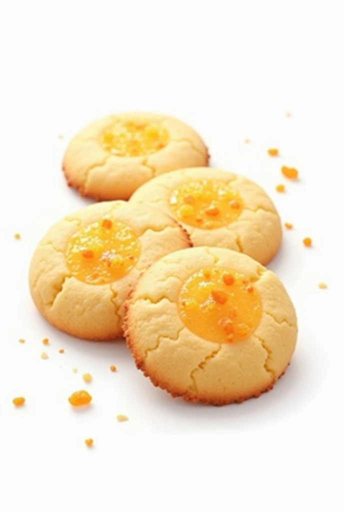 3 cookies with a little orange color on top of another with a png background