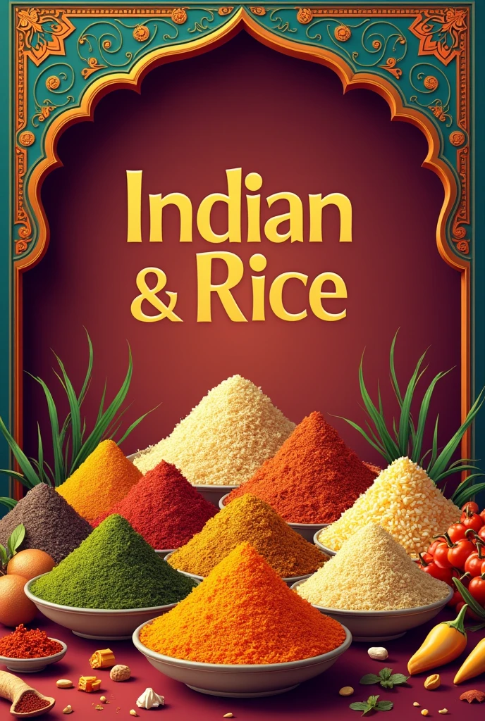 Make poster for advertising indian spices and rice
