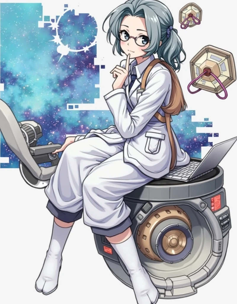 anime girl wearing glasses with ponytails sitting on machine with laptop and space in background, (ponytail forehead hair pulled back:1.3), (black hair:1.3), anime girl of the future, alchemist girl, labcoat, portrait anime space cadet girl,anime style, from girls frontline, fine details. girls frontline, girls frontline universe, girls frontline style, girls frontline, girls frontline cg, soft anime illustration, 2 0 2 2 anime style, 2022 anime style, pixiv contest winner, pretty anime character design, render of april
Estimate