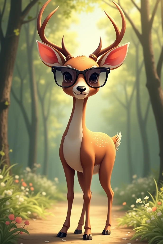 drawing of a deer with sunglasses