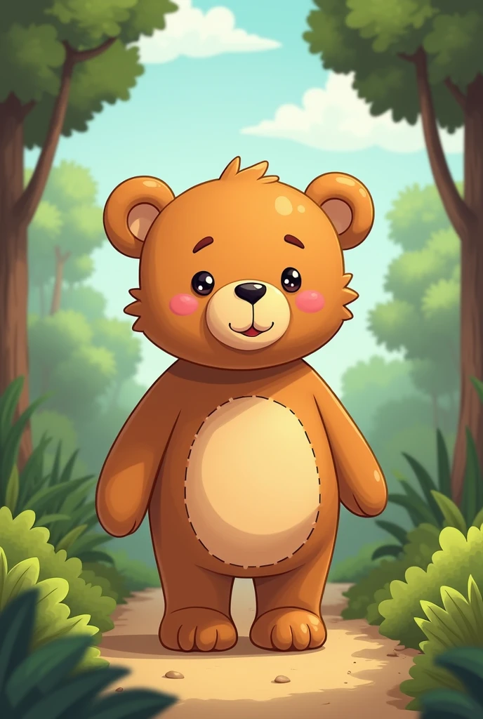 Benito decided to move away from the forest a little.,  Cartoon drawing of a teddy bear