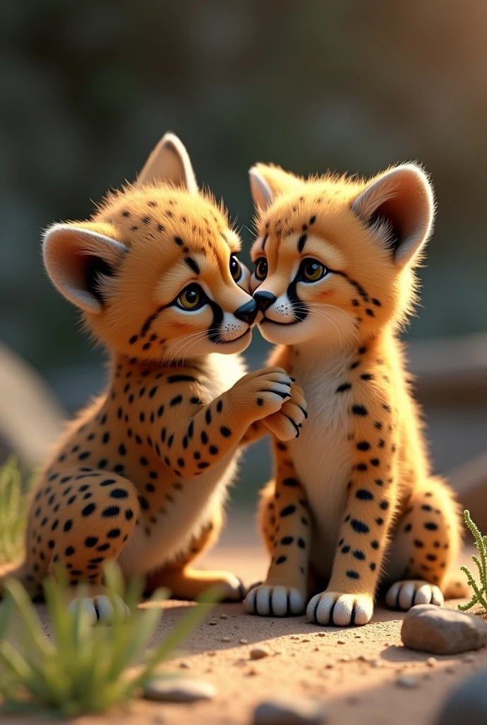 Cheetah and coyote cub mounts closer realistic