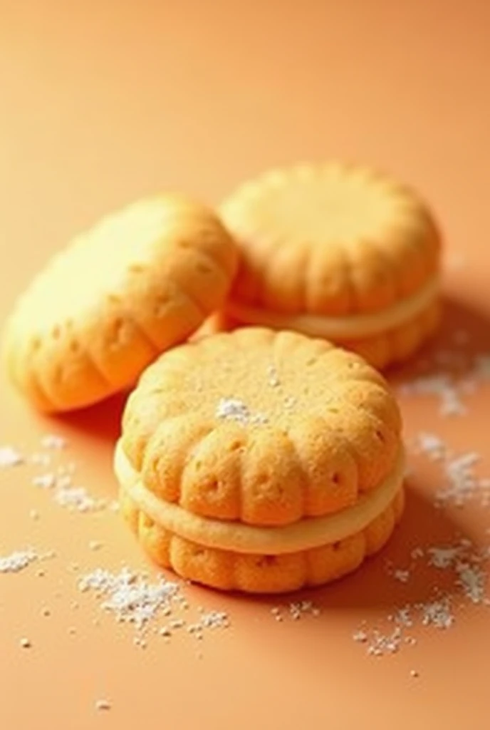 3 traditional cookies without designs with an orange tone
