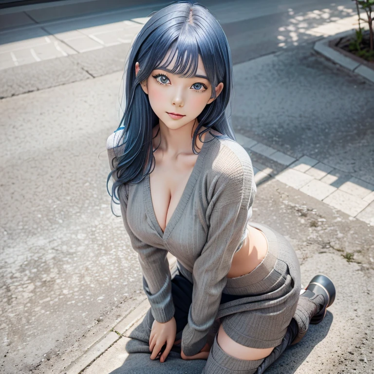 anime Girl with blue hair and black pants sitting on the ground, seductive anime girl, Anime cute art style, Smooth anime CG art, Attractive anime girl, Beautiful blue haired girl, Highest rated on pixiv, Girl with blue hair, anime girl with teal hair, Detailed anime character art, Digital anime illustration, Clean and detailed anime art, beautiful anime girl, digital animation art detailed face, cute face, ((masterpiece)), (Highest quality))), (Character design sheet, National costume, same characters, front, ~ Side, return), figure, 1 girl, whole body, Silver Hair, eyes hair, Beautiful Eyes, Princess Cut, Environmental change scene, Short skirt, Shyness, woman, girl, Are standing, Gothic ta, vtuber, Chartern Betarola, (simple returnground, white returnground: 1.3) ( masterpiece:1.2), (Highest quality:1.3)