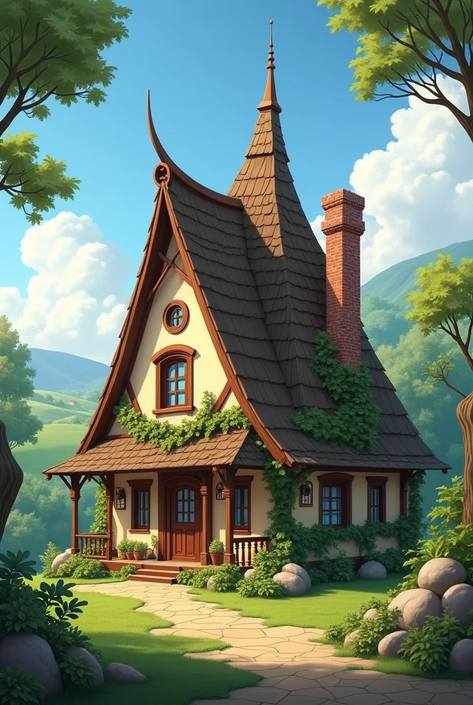 A house with a triangular roof
