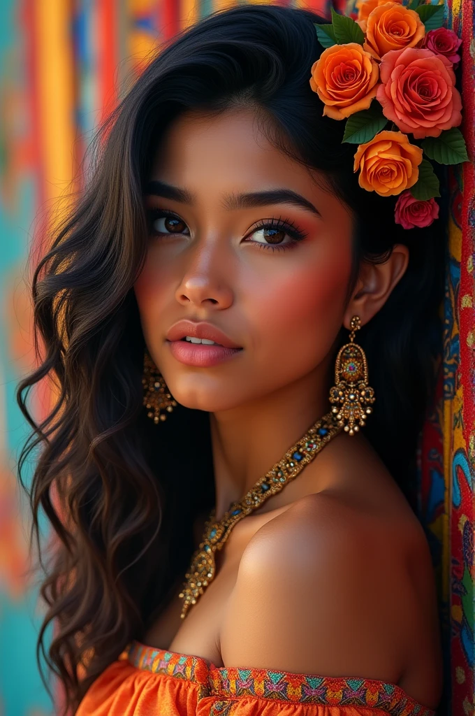Create a girl with Colombian features
