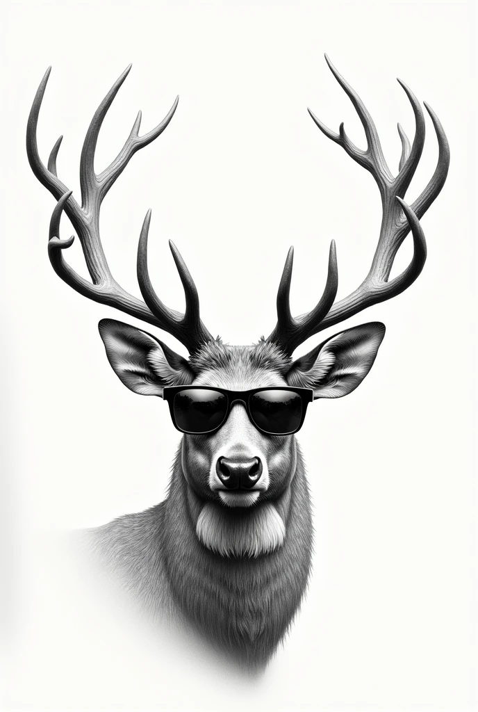 drawing of a deer head with sunglasses and larger antlers