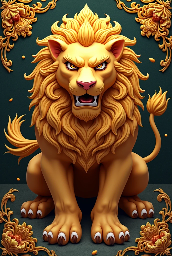 Golden Thai pattern lion