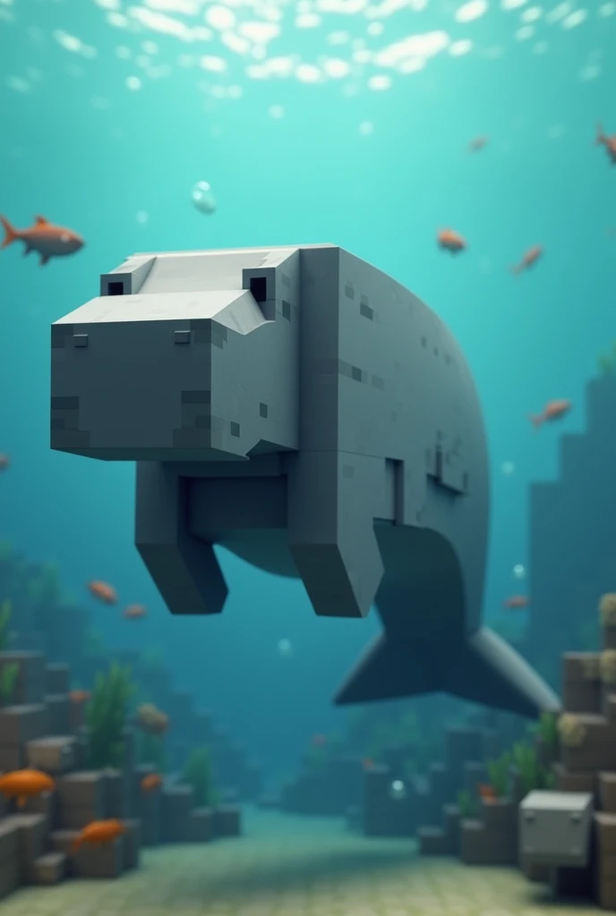 make a minecraft style model of a manatee