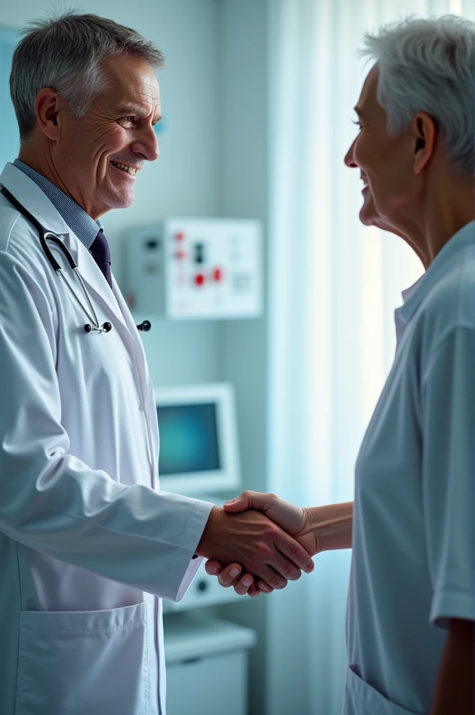 Patient shaking hands with doctor