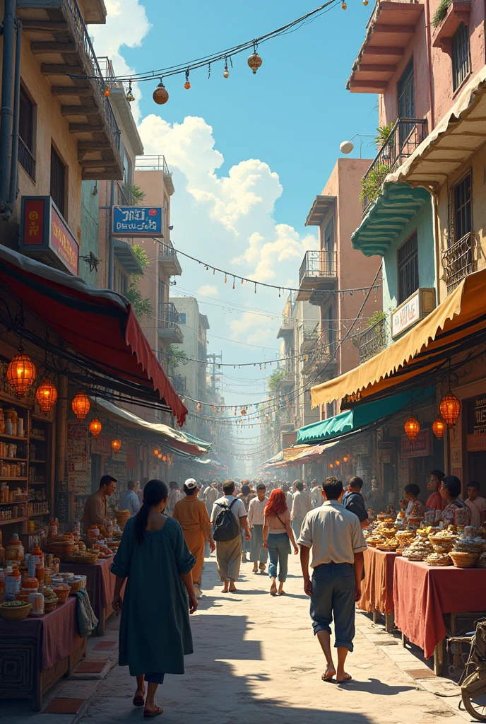 On one side of the image products for sale, Elsewhere people offering services