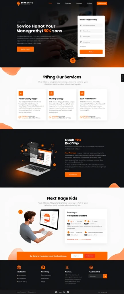 UX design/Website UI [Landing page],[Landing page website for filling out forms] High quality website structure, complete with prices for various services, complete website footer, address and contact channels, attractive black and orange color scheme and a service signup box, professionally designed, professional website design.