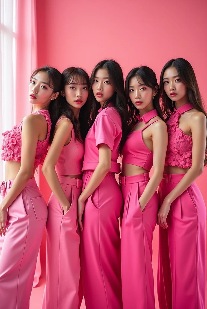 Photoshoot 5 member girl group debut with pink domination