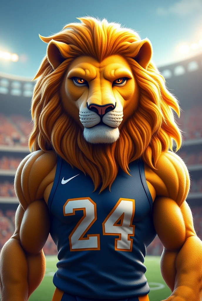 69 / 5,000
A lion mascot for the football team with a clear number 24 logo