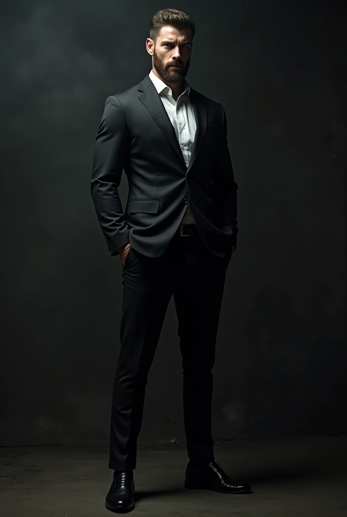 Suit black socks dad big dick muscle beard masculine