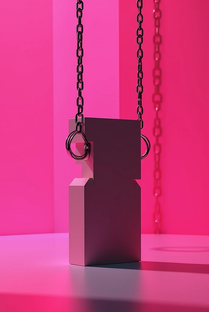 Pink background with black soft shadows and chains, modern and technological 
