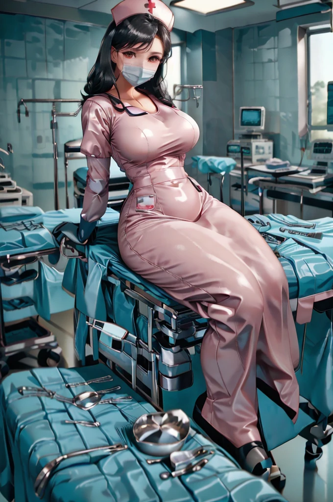 nurse uniform,hospital, latex nurse suit,nurses,busty,elbow gloves,labcoat,black hair woman,pink eyes , gigantic ,medical instruments,asian nurse,two nurses,speculum,examination room,oversize ,big ass ,strap on, lay on table ,legs spreaded,giving birth,gyno chair , dentist,Milf,latex,pink uniform,oversize breasts