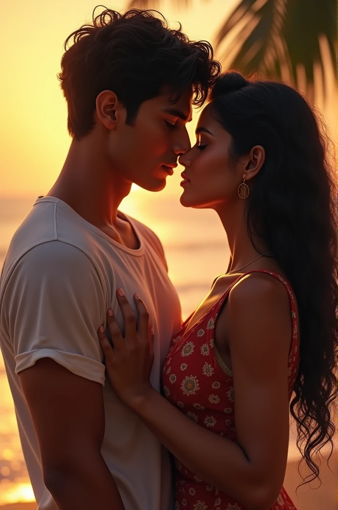 Indian handsome brown boy with her horny girlfrind at goa