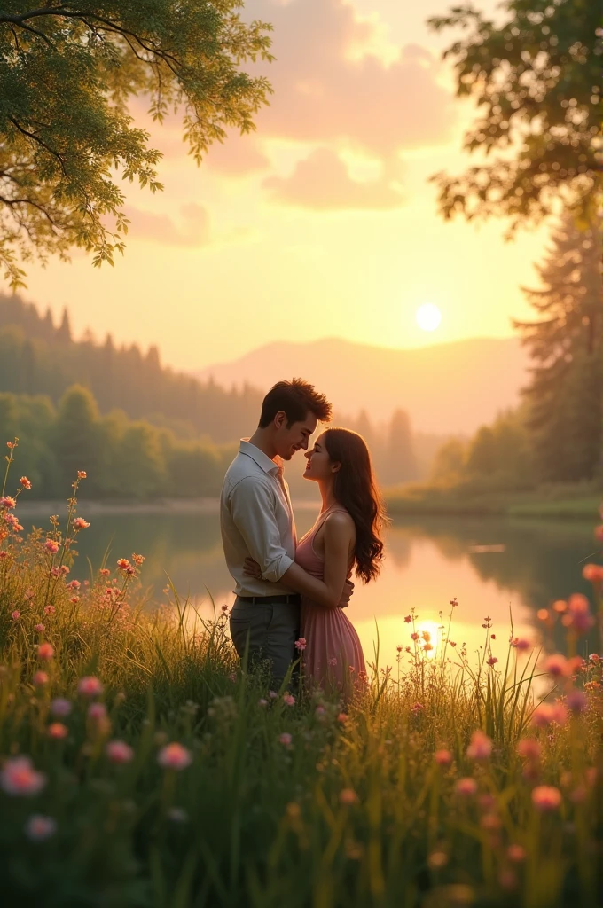 Generate a photo with a romantic background