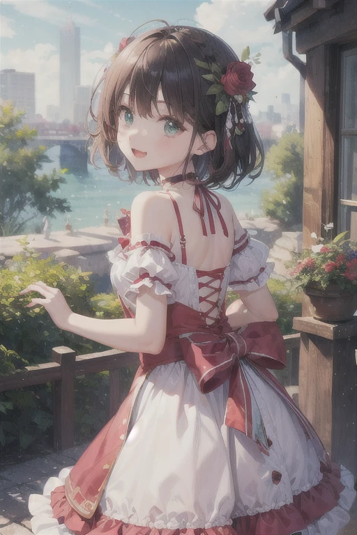 (Highest quality)、(Highest quality)、cute、(choker).eyes are emerald、Cute clothes、Everybody look back、Loved by everyone、