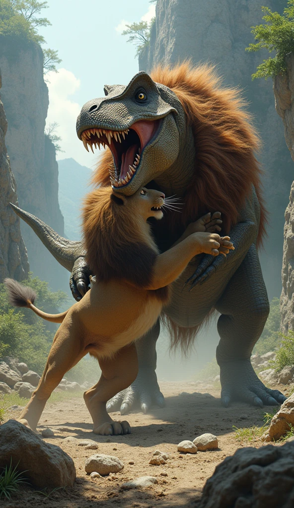 Dinosaur vs lion fighting dinosaur won lion down