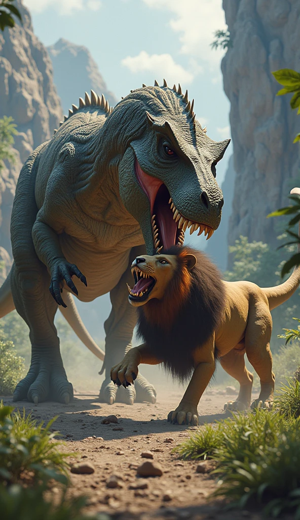 Dinosaur vs lion fighting dinosaur won lion down