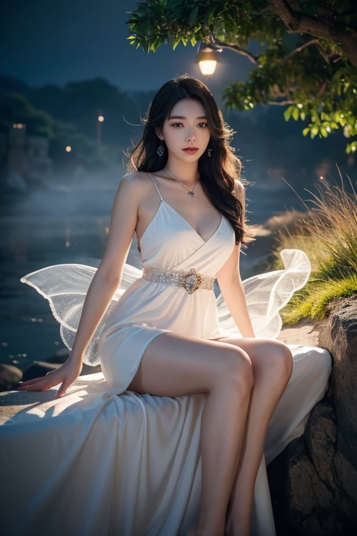 romantic rose dress 2, deep in wonderland，The moonlight falls like water，foggy room，The figure of the heroine is vaguely visible，Just like the fairy in the painting，Slender sexy legs，Very beautiful legs，Exposes a sexy，Large Breasts，Beautiful with a hint of mystery。Her face is beautiful and delicate，Like finely carved jade，Showing otherworldly beauty。Picturesque eyebrows，The waves in my eyes are like twinkling stars，Show the light of perseverance and wisdom。The bridge of the nose is straight，Lip color like cherry，The slightly raised corners of the mouth reveal confidence and calmness。her face is chiseled，Skin as fair as jade，Reveal healthy glow，like a fairy, She never eats fireworks in this world。Her makeup is light and delicate，No excessive embellishment，But enough to show her temperament and charm。Light-colored foundation brings out the transparency of the skin，A light eyebrow pencil outlines her perfect eyebrow shape，Eye makeup is eye shadow and eyeliner，Make her eyes brighter and more energetic。嘴唇涂上elegant的口红，Adds a bit of charm and sophistication。她白色透明的衣服elegant别致，Clothes fluttering，It seems like it will be blown up by the wind at any time，drifting into the distance。既不失elegant，Also showed off her extraordinary skills。A wide belt is tied around the waist，There is a crystal clear jade pendant hanging on it，Swinging with her movements。Her hair is tied back casually，Secure it with hostas，A few strands of hair flutter gently in the wind，Adds a bit of softness。Her figure is looming in the fairyland，宛如一道Large Breasts Beautiful的风景线，Attracted everyone&#39;s concern。She seems to be a fairy in wonderland，Large Breasts Beautiful、elegant、mystery、and full of power。