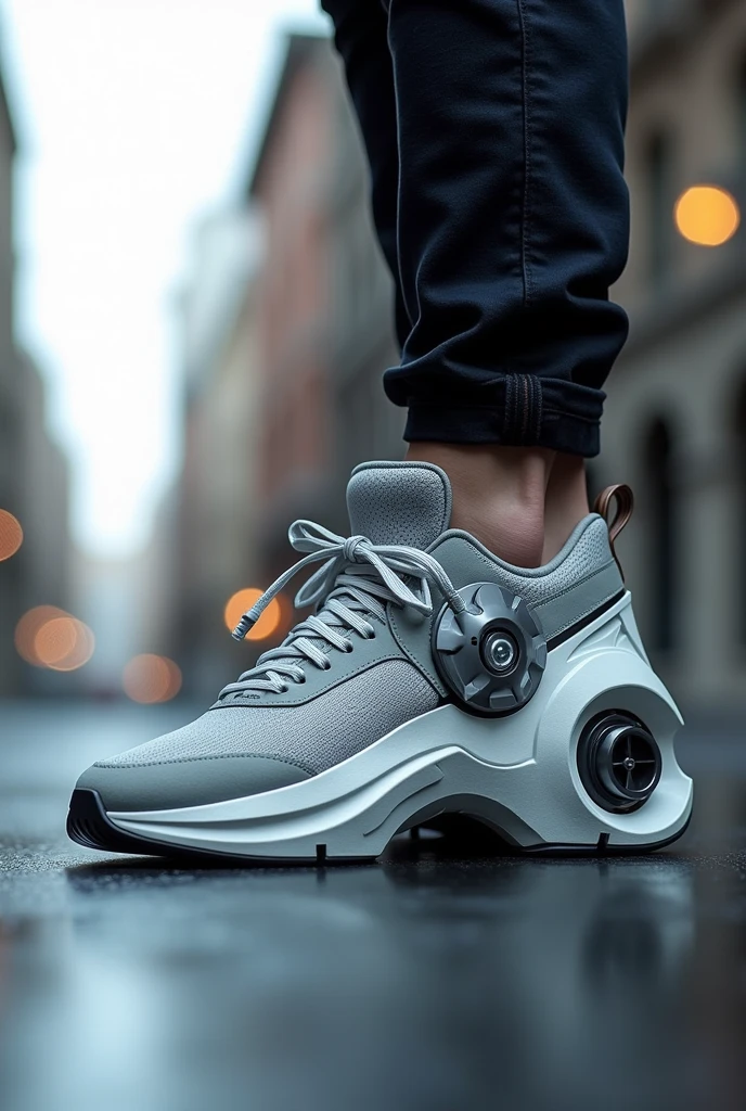 Rocket sport sneakers with turbines on the sole of the foot model 3D