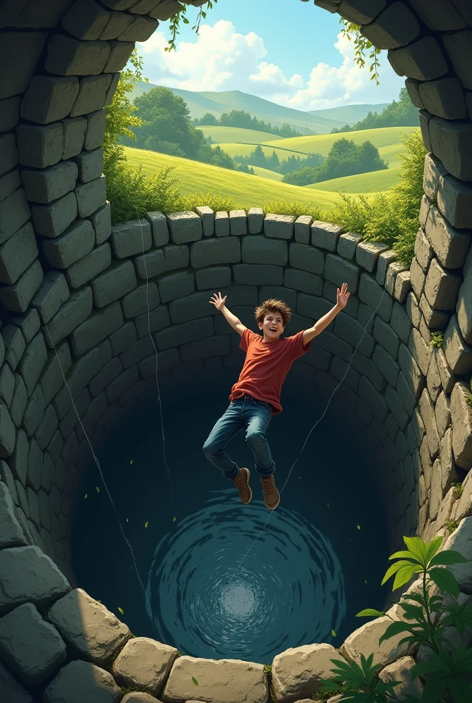 Suddenly a 15 year boy falls into a well
