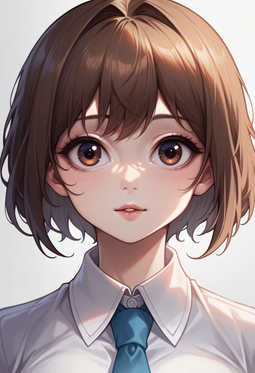 there is a woman wearing a tie and a white shirt, with short hair, beautiful south korean woman, korean girl, sun yunjoo, cute korean actress, gorgeous young korean woman, lee ji-eun, lee ji - eun, xintong chen, neat hair with bangs, short brown hair with bangs, beautiful young korean woman, heonhwa choe