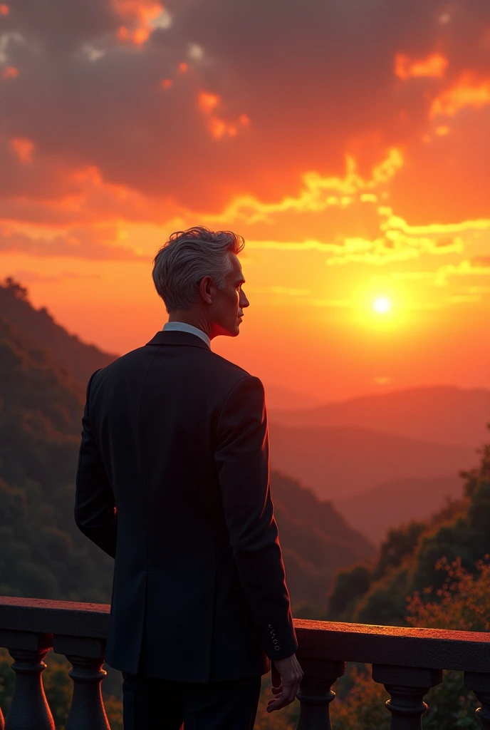 A gentleman thinking about a sunset
