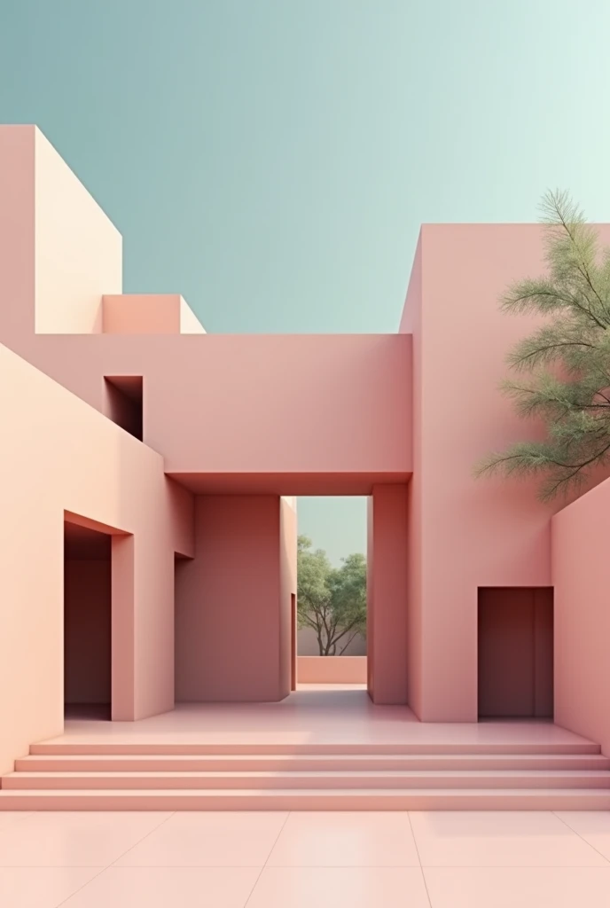 Architectural concepts with geometric figures and color theory

