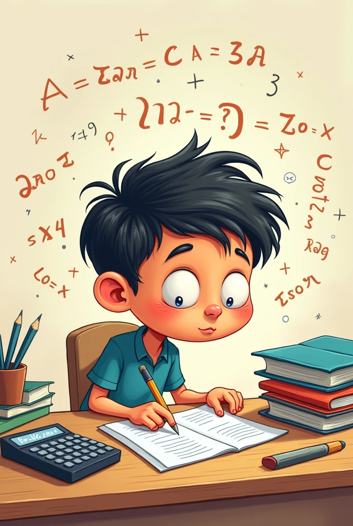 On a table, a cartoon of a person doing the math