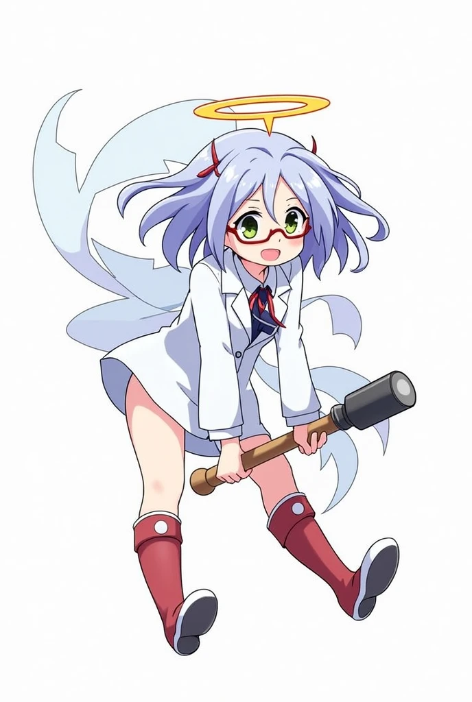 anime girl, scientist girl, labcoat with a hammer and a halo wearing glasses with brown hair, anime visual of a cute girl, anime style, from girls frontline, fine details. girls frontline, girls frontline universe, girls frontline style, girls frontline, girls frontline cg, soft anime illustration, 2 0 2 2 anime style, 2022 anime style, pixiv contest winner, pretty anime character design, render of april