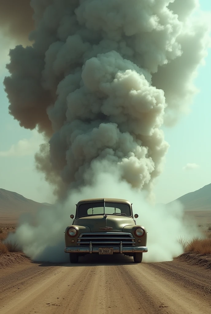 smoke coming out from behind a car