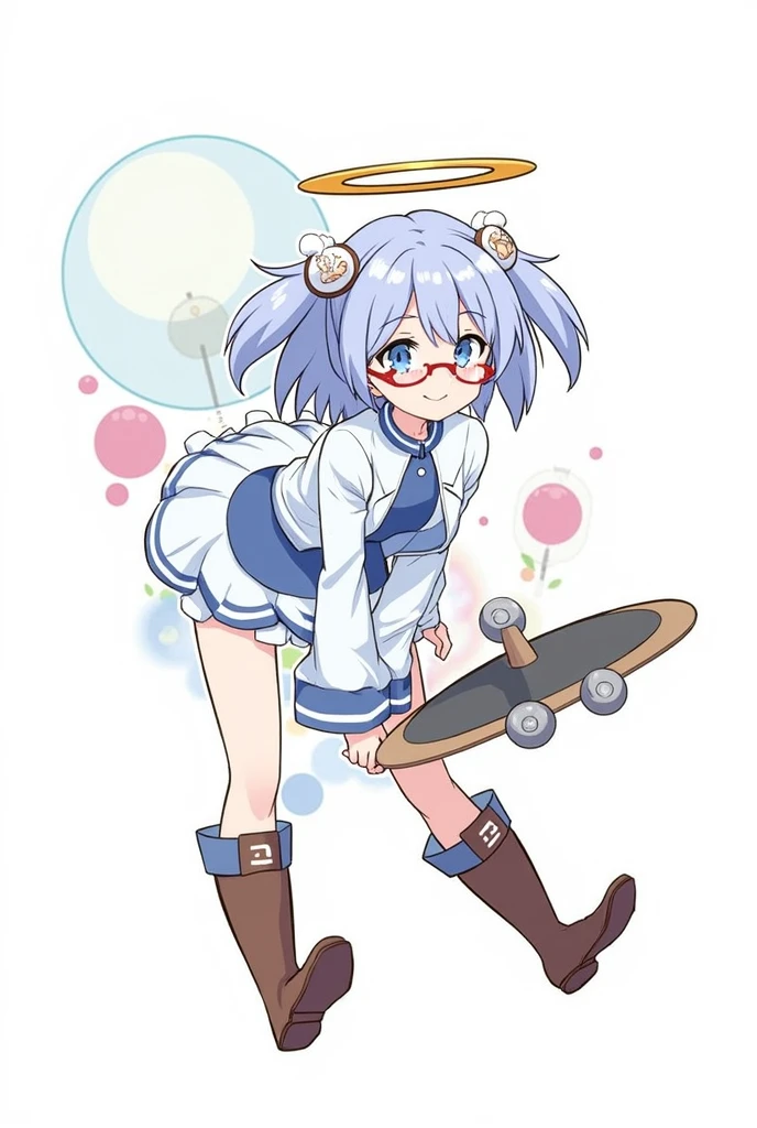 anime girl, scientist girl, labcoat with a hammer and a halo wearing glasses with brown hair, anime visual of a cute girl, anime style, from girls frontline, fine details. girls frontline, girls frontline universe, girls frontline style, girls frontline, girls frontline cg, soft anime illustration, 2 0 2 2 anime style, 2022 anime style, pixiv contest winner, pretty anime character design, render of april