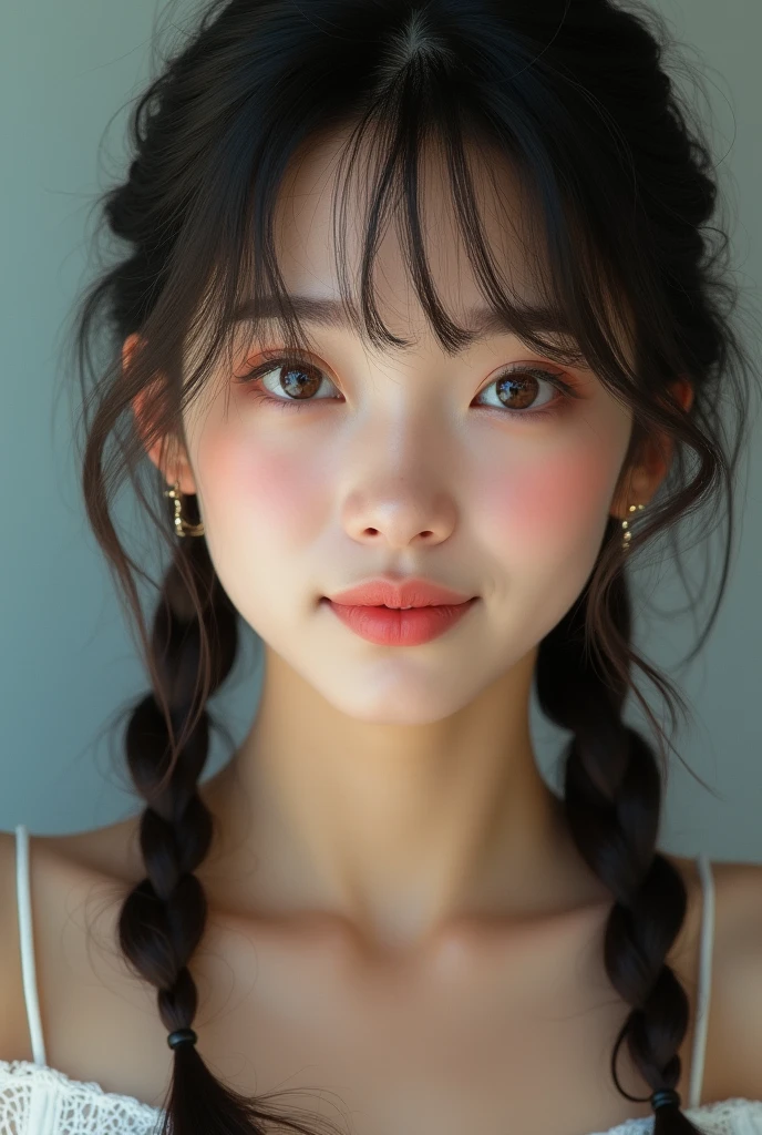 uneven twintails, low twin braids, rolling eyes, blush, seductive smile, high detail, Fujicolor, pov, 8k, super detail, masterpiece, UHD, anatomically correct