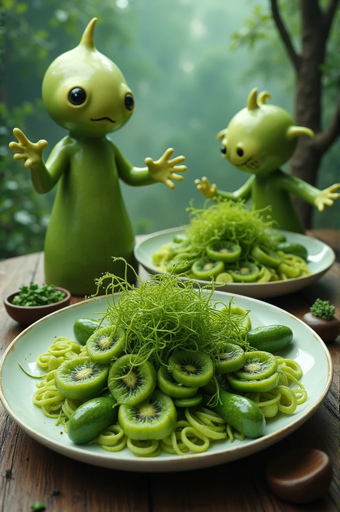 Dishes and they say green food