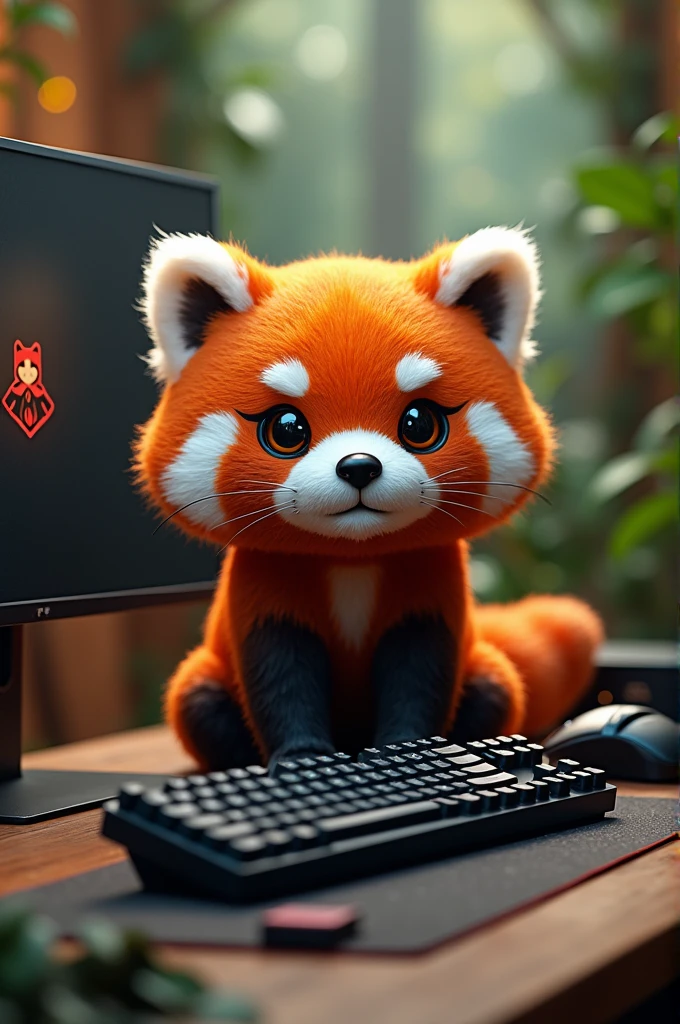 A gaming setup inspired by red pandas